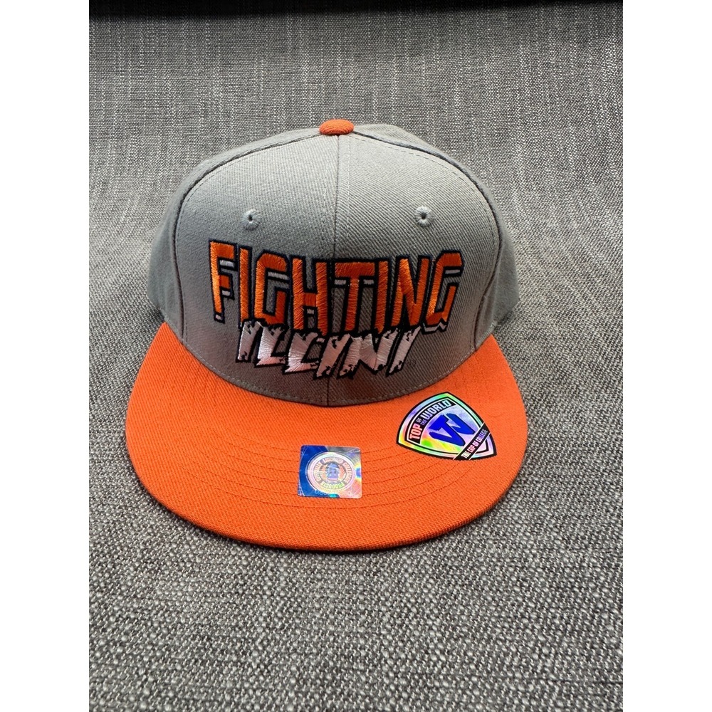 Illinois Fighting Illini Cap Men One Size Gray Orange Top Of The World Snap Back